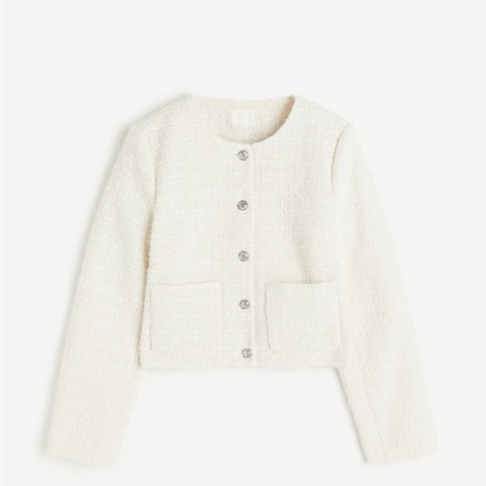 NWT H&M White Collarless Jacket - Picture 3 of 7